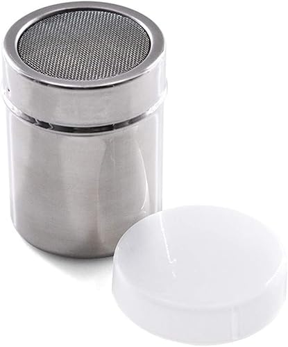 Miniatura 3 de ifundom Contenedor de plumero de 3 piezas, agitador de azúcar en polvo de acero inoxidable con tapa, tamiz para canela, azúcar, pimienta, polvo,
