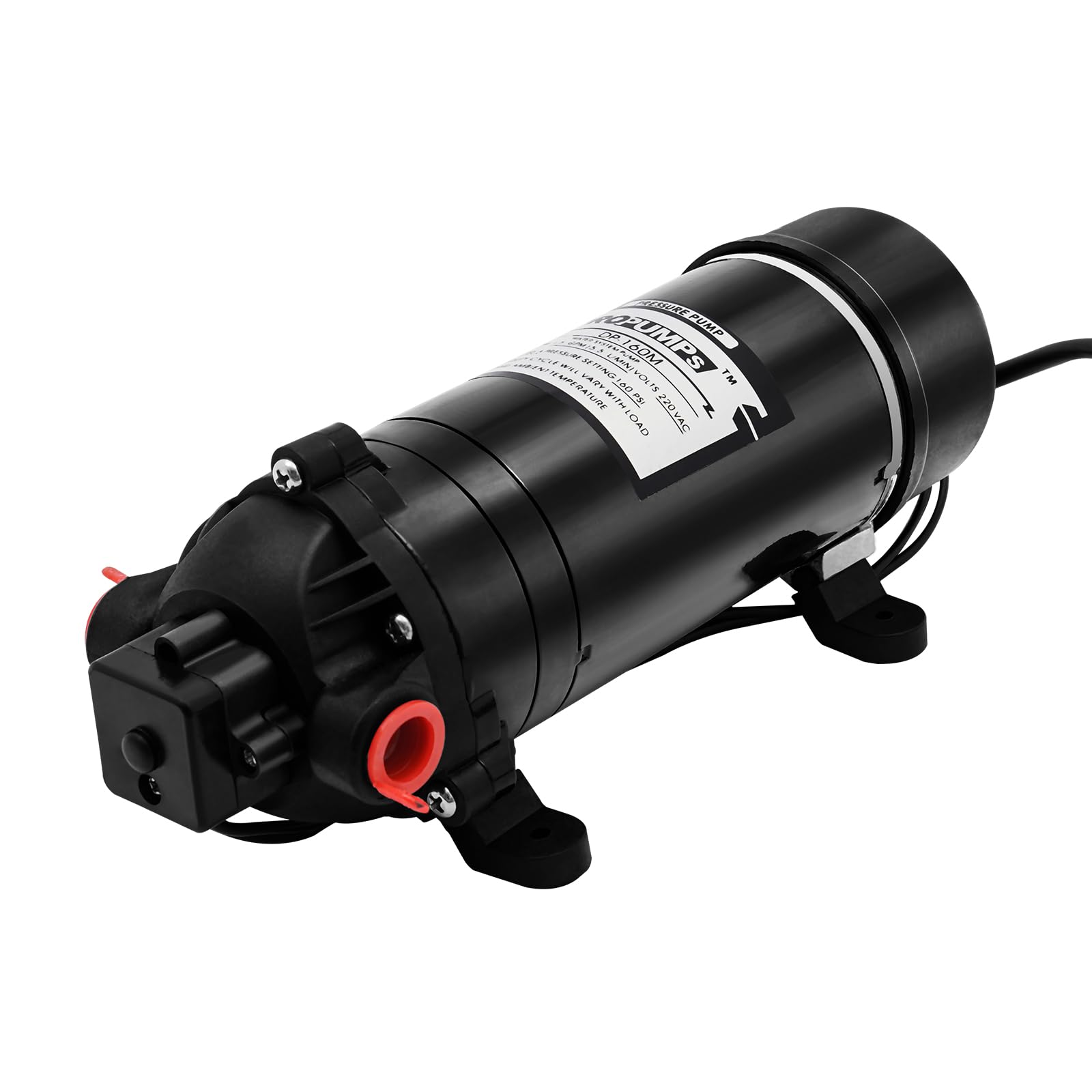 Pompe à eau 220 V auto-amorçante - Pompe haute pression - Membrane à 3 chambres avec pieds et tampon anti-vibration pour piscine, transfert de liquide - Arrosage du jardin 5,5 l/min - 160 Psi