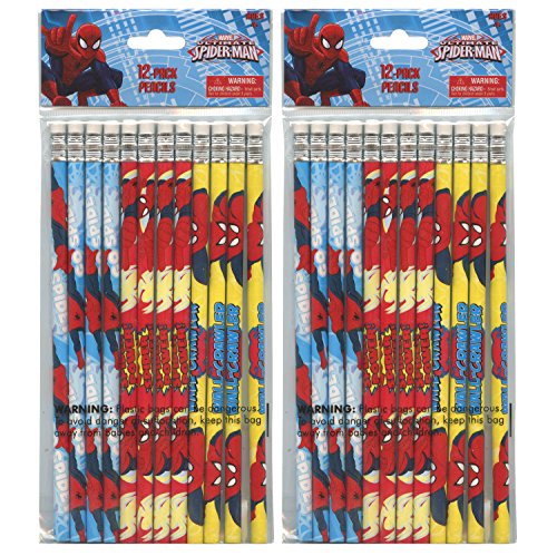 2-PACK, Marvel Spiderman 12 Pack Wood Pencils