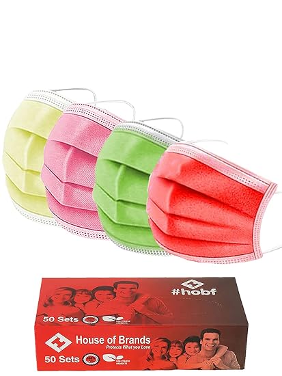 3 Ply Face Masks Original only with hobf Box ? (Red,Olive Green,Purple,Orange)Surgical Mask (Pack of 100 Pcs,Each Color of mask 25 Pcs.)