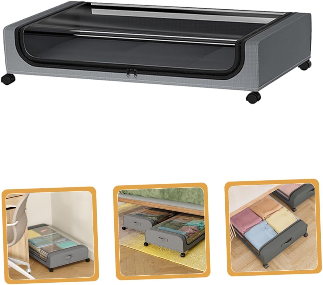 PRETYZOOM under Bed Storage Bin with Lid Multi-functional Storage Case Wheels for Clothes Quilts and Sundries and Organizer for Space Saving