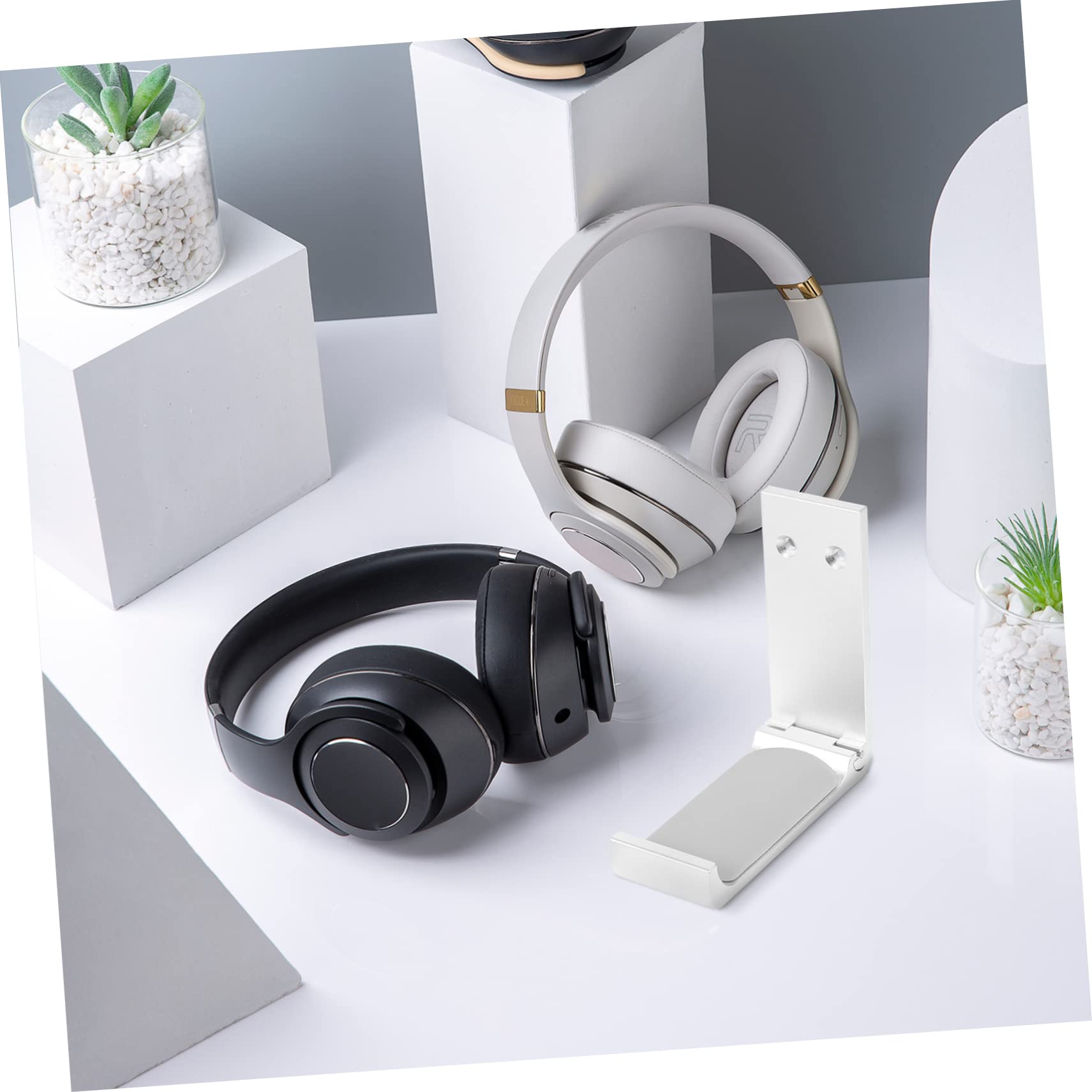 STOBOK 4Sätze Aluminiumlegierung Headset Halterung Stabiler Kopfhörerständer mit Elegantem Design für Aufbewahrung von Gaming Audio Kopfhörern Belastbar bis Silberfarben
