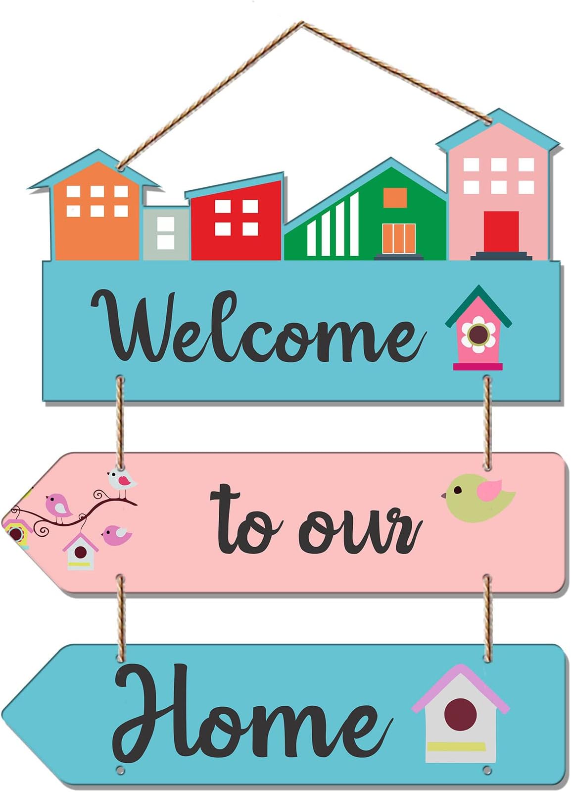 Artvibes Welcome Quote Decorative Wall Art Wooden Wall Hanger for Living Room
