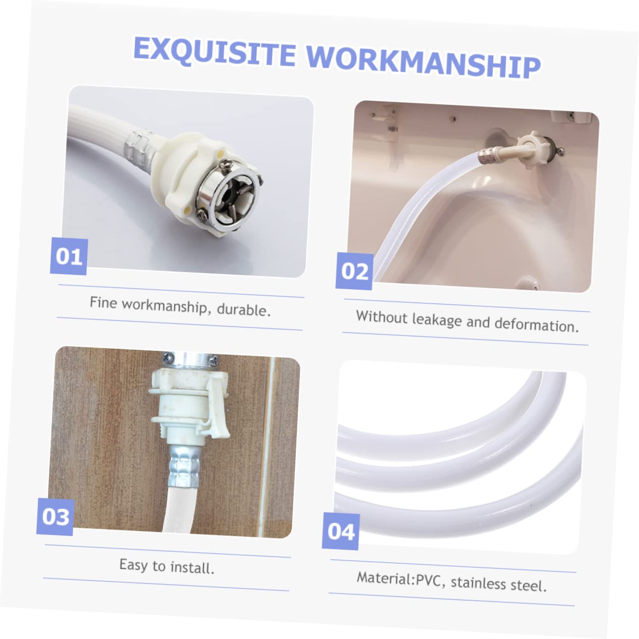 Mobestech 2 Stück Waschmaschinen Ablaufschlauch aus Weißem Pvc und Edelstahl 2m Flexibel und Verformung Verlängerungsschlauch für Haushaltsgeräte