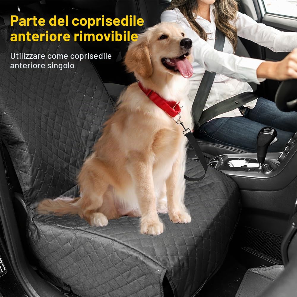Vailge - Coprisedile per auto per sedile posteriore, 6 in 1, per cani, design ad amaca, 100% impermeabile, compatibile con sedili divisi 60/40, finestrella in rete, antiscivolo e antigraffio, standard