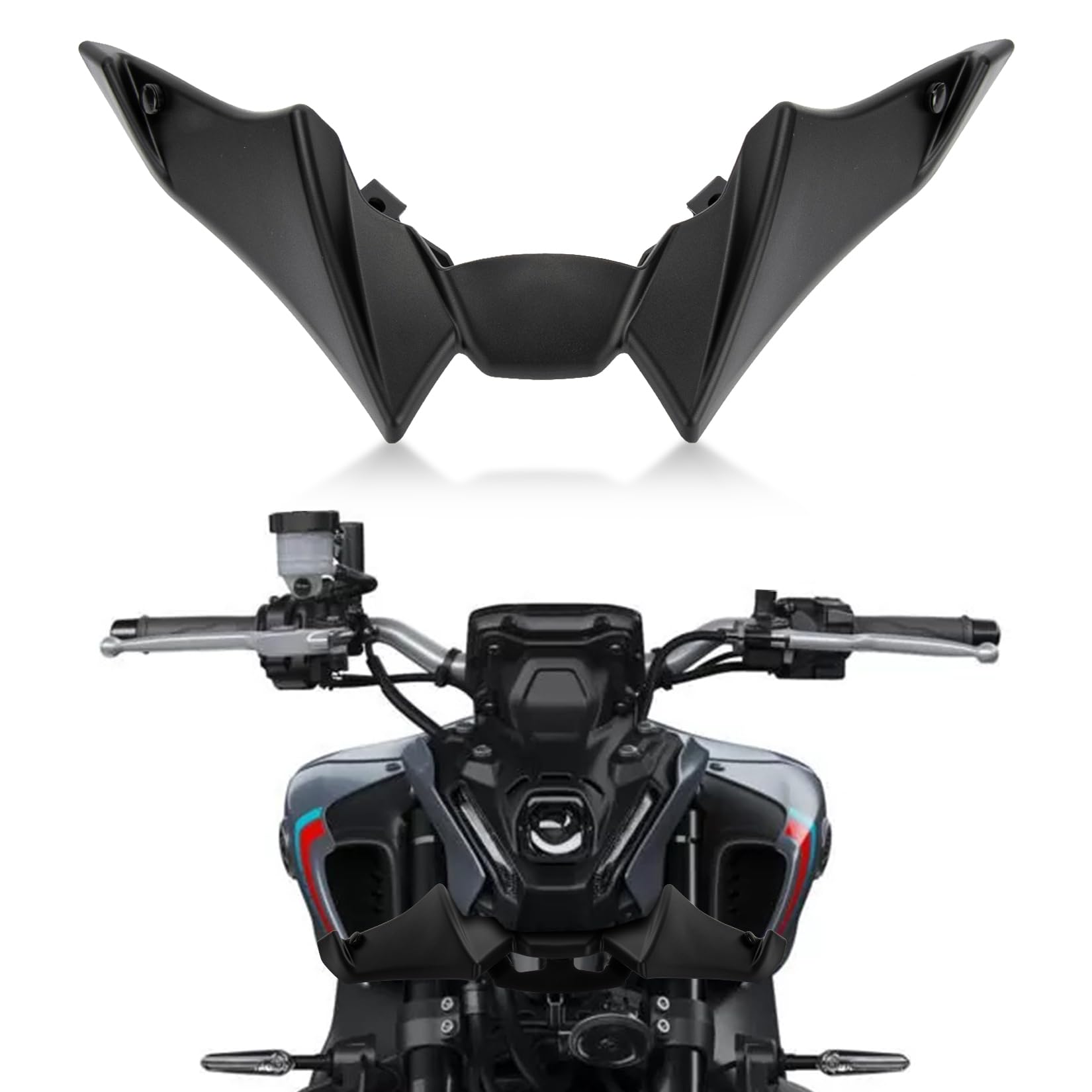 Frontverkleidung Spoiler Schnabel Nose Cone Verlängerung Cover Extender für MT09 V3 2022-2023, PSLER Aerodynamische Flügel Deflektor Cowl Trim Zubehör(Mattschwarz)