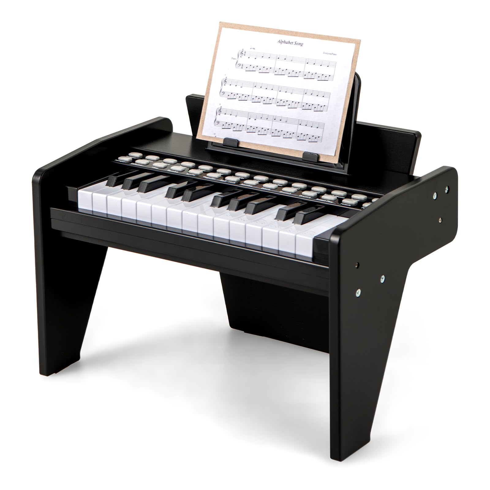 KOMFOTTEU Tastiera a 25 tasti per bambini, pianoforte elettronico con tasto luminoso e leggio, pianoforte digitale per bambini di 18+ mesi, registrazione e lettura, modalità di apprendimento (nero)
