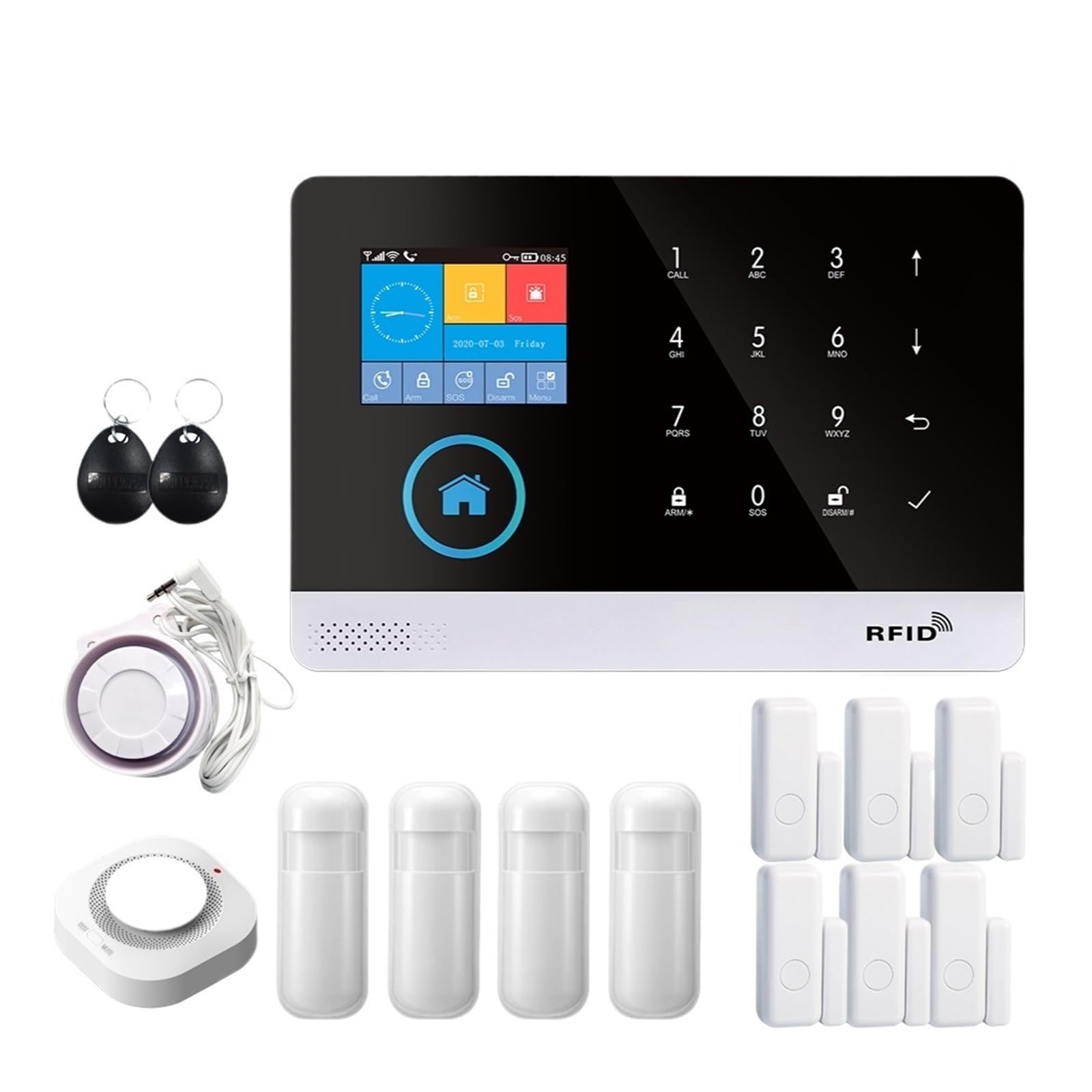 DELURA Sensor Inalámbrico De La Ventana De La Puerta De WiFi del Sistema De Alarma De Seguridad For El Hogar 4G con Alarma Smart Life Tuya App Tasa Cero de Falsos positivos (Color : Set-F)
