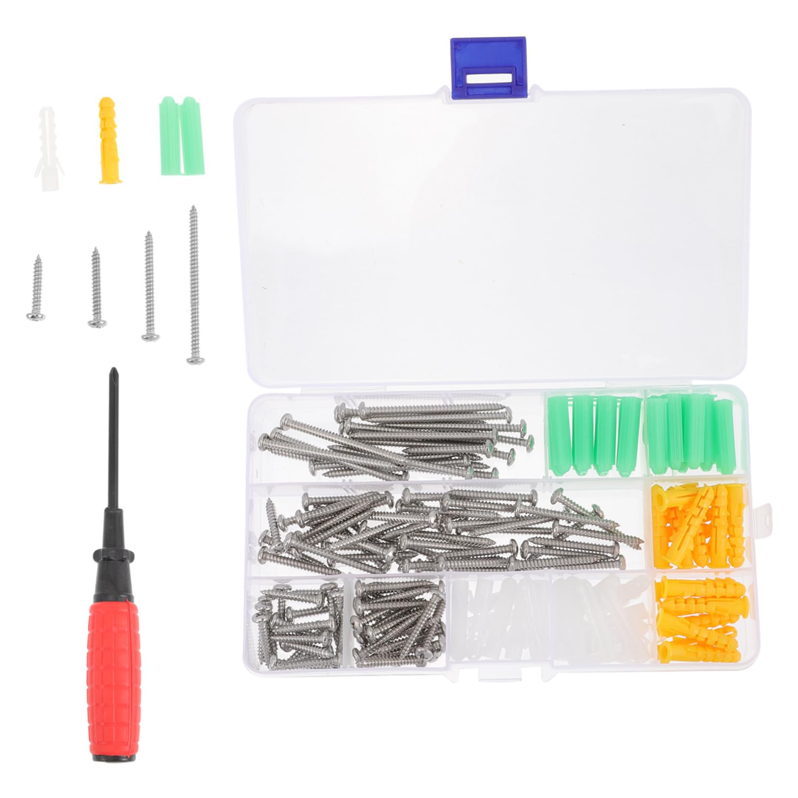 FUNOMOCYA Drywall Anchor Kit Heavy Duty Screws and Anchors Assortment for Wall Hanging Concrete Plaster 304 Stainless Steel Small Compact Size