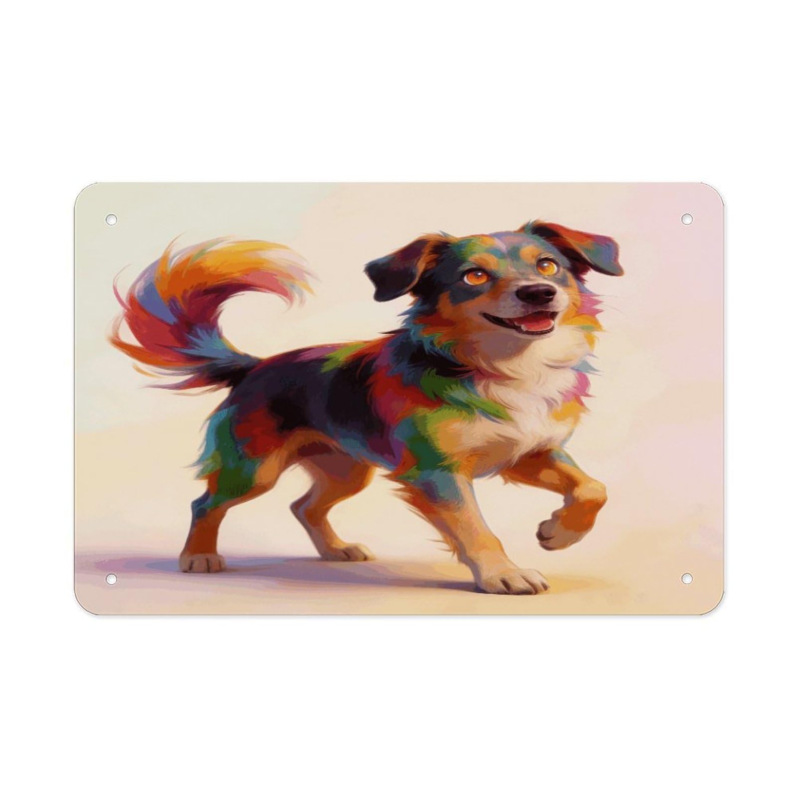 Khauerbc Style Colorful Fluffy Running Tin Sign Iron Sheet Painting Unframed 11.8X7.9 Inch Metal Poster Wall Decor Iron Painting Wall Prints For Living Room Bedroom Office Home Decor