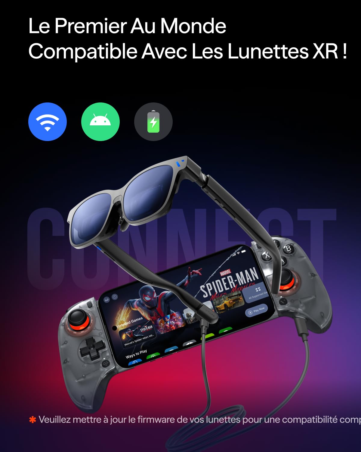 VITURE x 8BitDo Ultimate Mobile Gaming Controller - 1er Mondial Pour Lunettes XR | USB-C Latence Min, Sticks Effet Hall, Jeu+Charge, Perf Pro Android