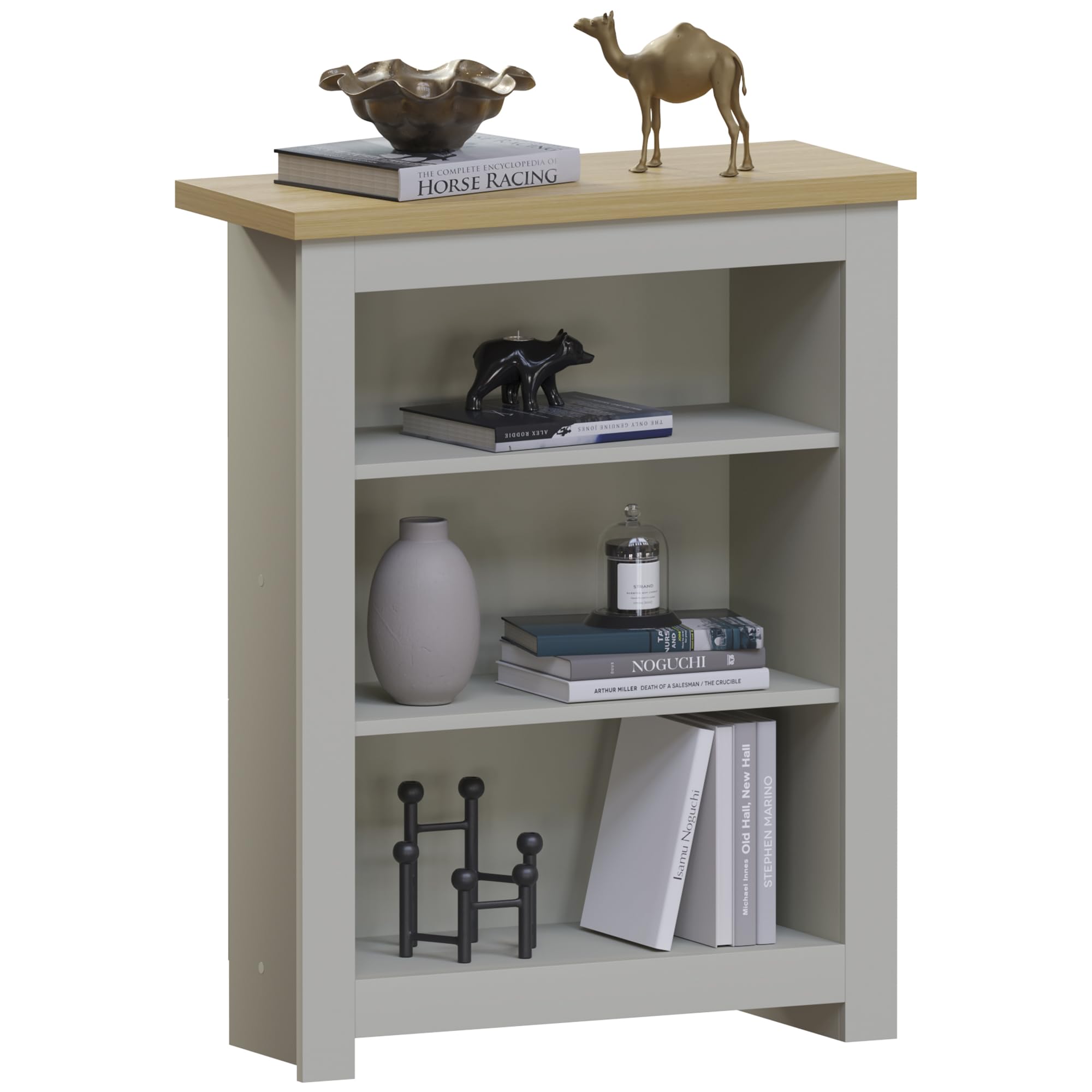Vida Designs Arlington Bookcase Modern Display Shelves Storage MDF Furniture Grey (3 Tier)