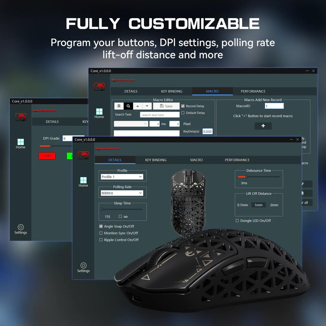 MAMBASNAKE M5 Ultra Carbon Fiber 8000Hz Wireless Gaming Mouse, 39g SUPERLIGHT, 42000DPI, PAW3950MAX Sensor, Nordic 52840 Chip, Bluetooth/2.4G/USB-C Wired Mice with Mouse Coiled Cable, for PC/Mac