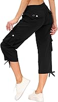 MoFiz Women's Cargo Capris Hiking Pants Lightweight Quick Dry Breathable Outdoor Travel Casual with Pockets