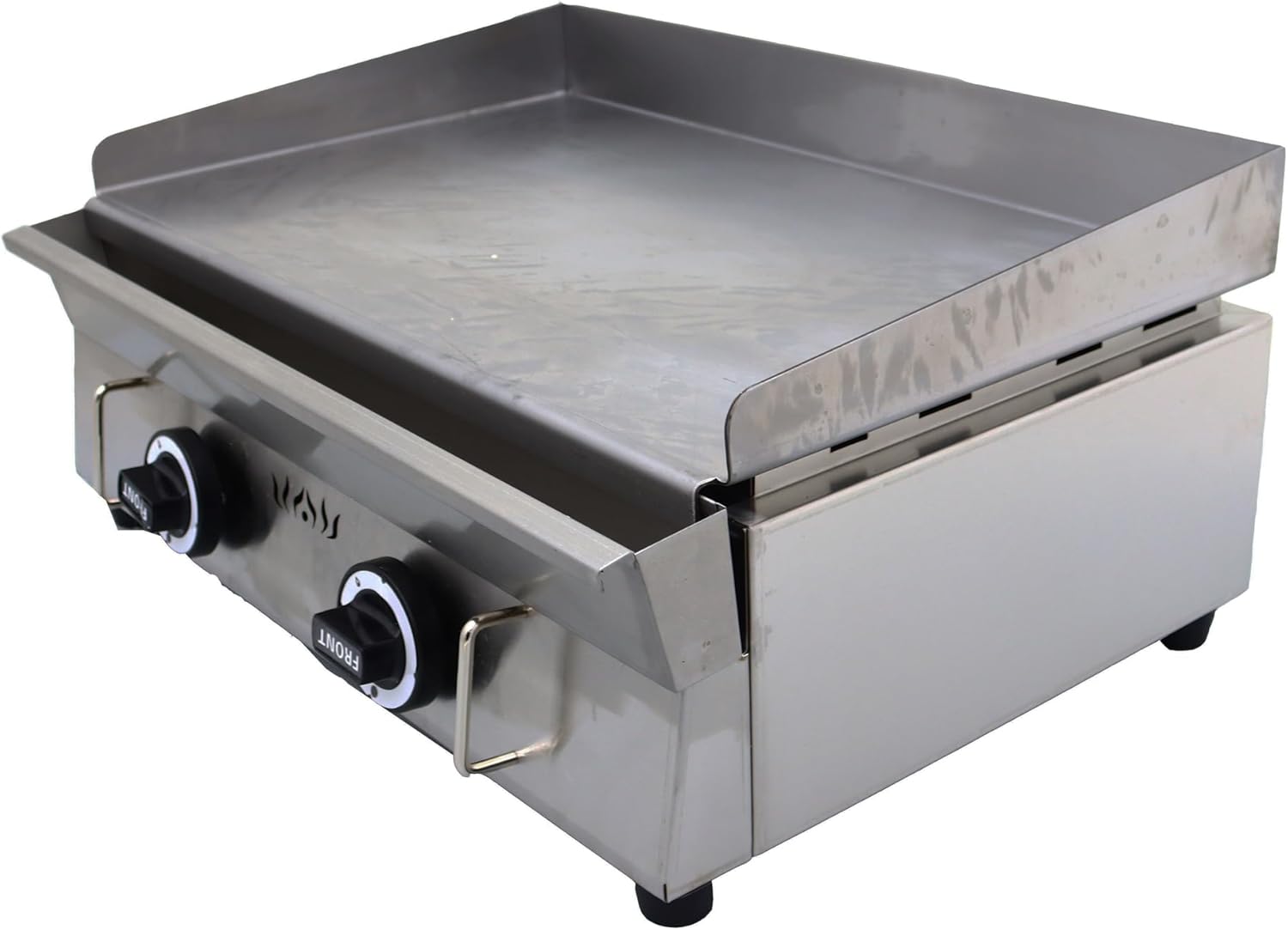 2800Pa Stainless Steel Commercial Home LPG Gas Grill Griddle Camp Countertop Flat Cooking Portable 2 Burner Propane Gas Grill Adjustable Temperature Control 122°F-572°F