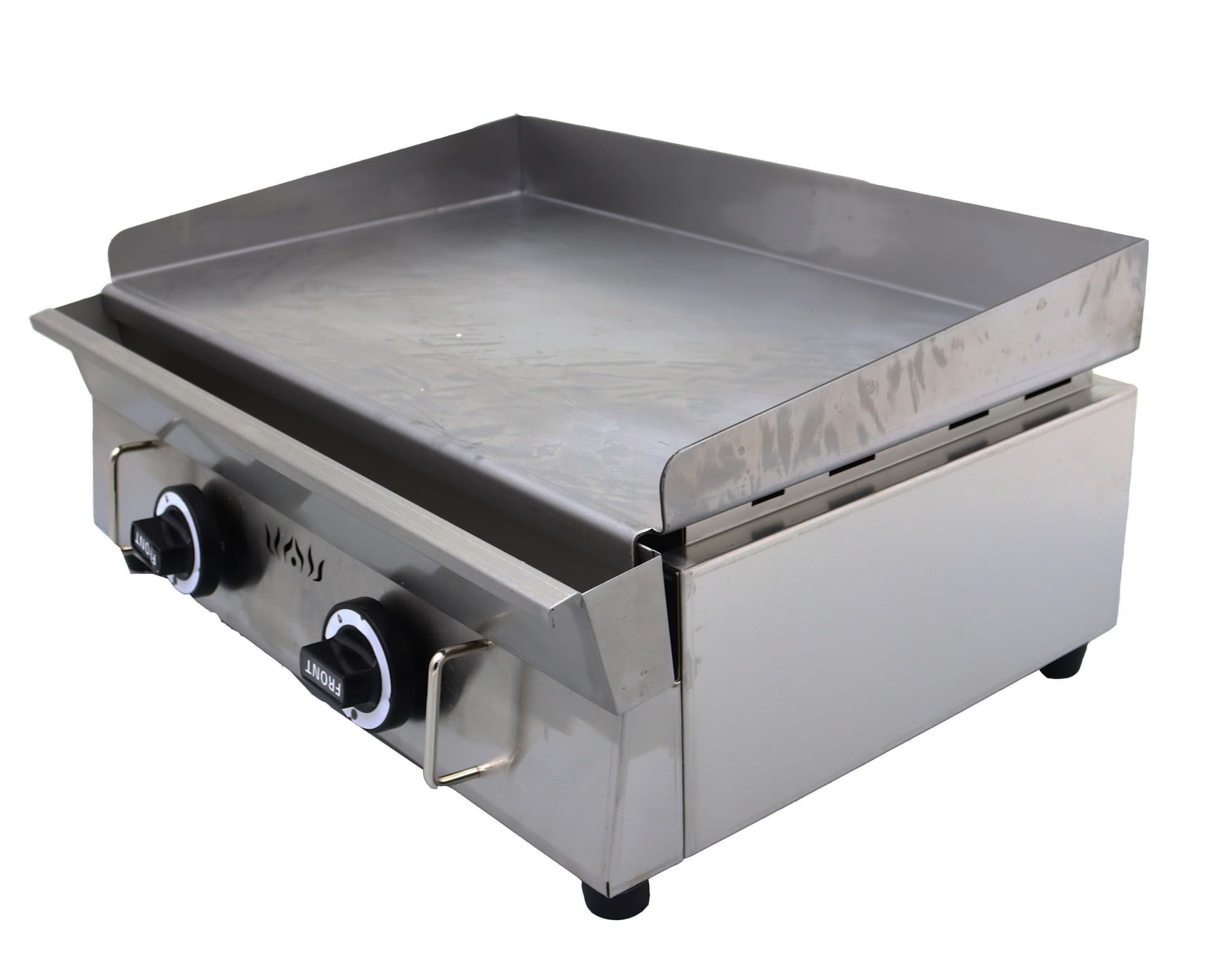 WYDDDARY 2800Pa Stainless Steel Commercial Home LPG Gas Grill Griddle Camp Countertop Flat Cooking Portable 2 Burner Propane Gas Grill Adjustable Temperature Control 122°F-572°F