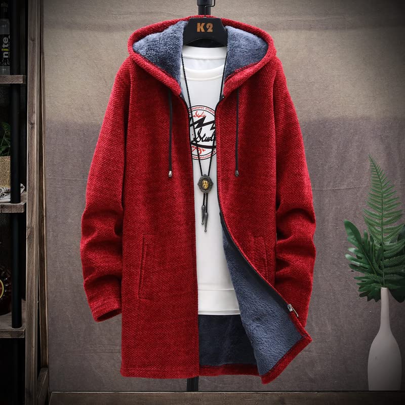 Shanghai Story Men's Hoodie Jacket Premium Chenille Hooded Coat Full Zip Fleece Sherpa Lined Winter Loose Overcoat3