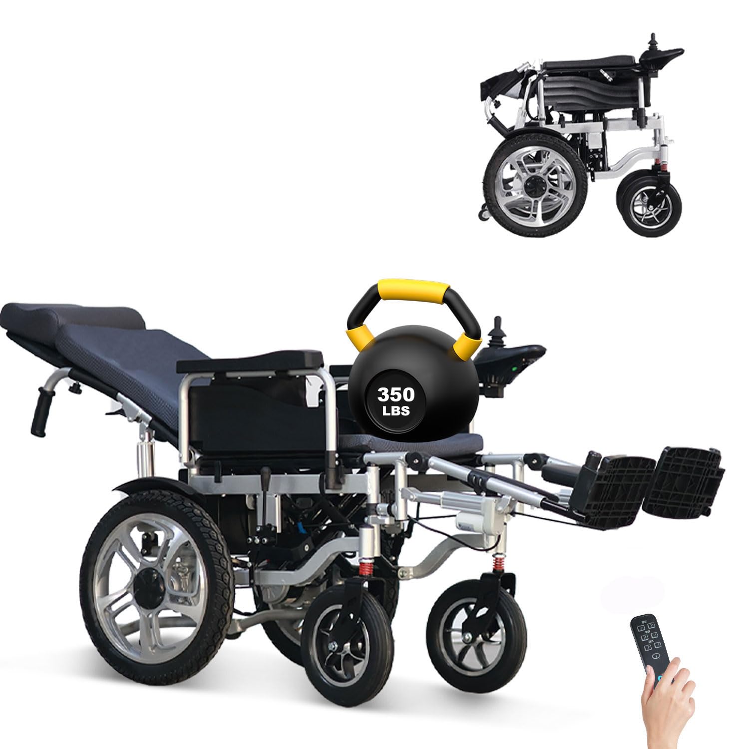 Reclining Electric Wheelchair for Adults,Heavy Duty Electric Wheelchair,Portable Folding Carry Wheelchair,Comfortable Remote Control Mobility Aid-Adjustable Backrest and Pedal-15 Mile Range