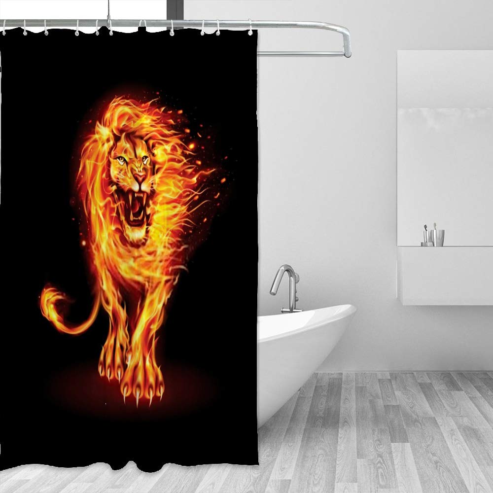 Rideau de douche imperméable lion pour une salle de bain style safari
