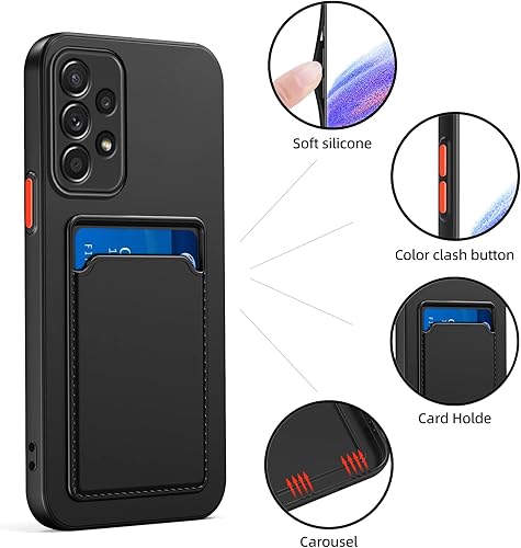 Miniatura 3 de Funda para Samsung Galaxy A53, A53 5G con ranura minimalista para tarjetas de crédito, TPU suave TPU silicona resistente a los arañazos delgada