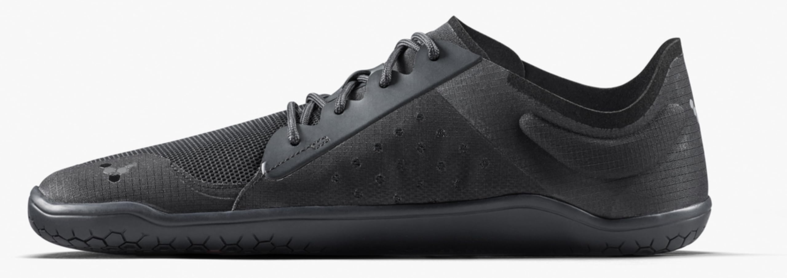 VIVOBAREFOOT Primus LITE IV Womens Obsidian (209253-01) Barfußschuhe für Damen, schwarz, Schnürschuhe für den Outdoor-Einsatz, atmungsaktiv, Mesh, für das Fitnessstudio