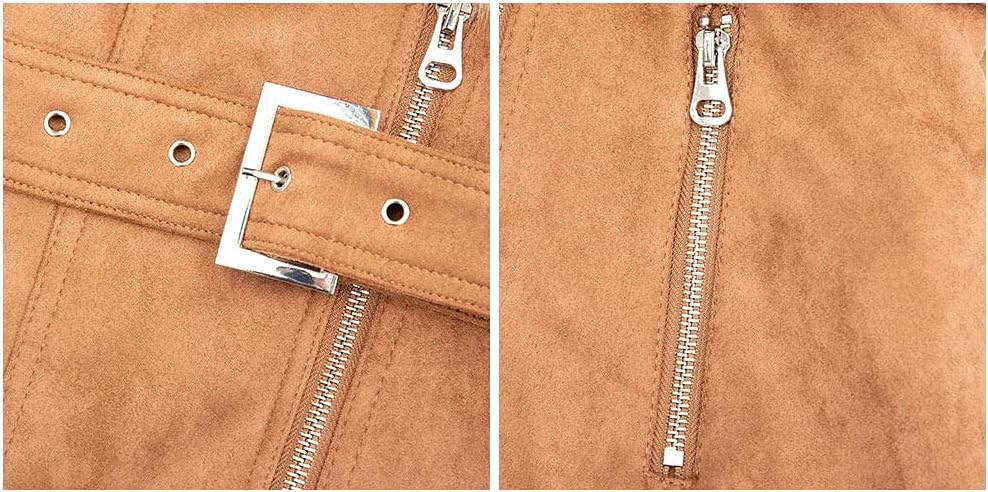 Bellivera Women Faux Leather Trench Coat Fleece-Lined Mid-length Jacket with Detachable Fur Collar - Image 5