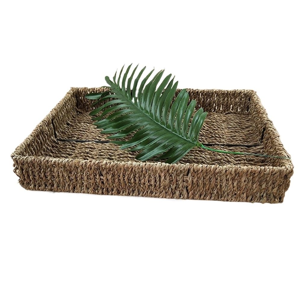 Accessori per la conservazione camera da letto Cestino portaoggetti in paglia intrecciata con alghe Vassoio for snack Cestino portaoggetti for gioielli Cosmetici Cestino portaoggetti da scrivania for