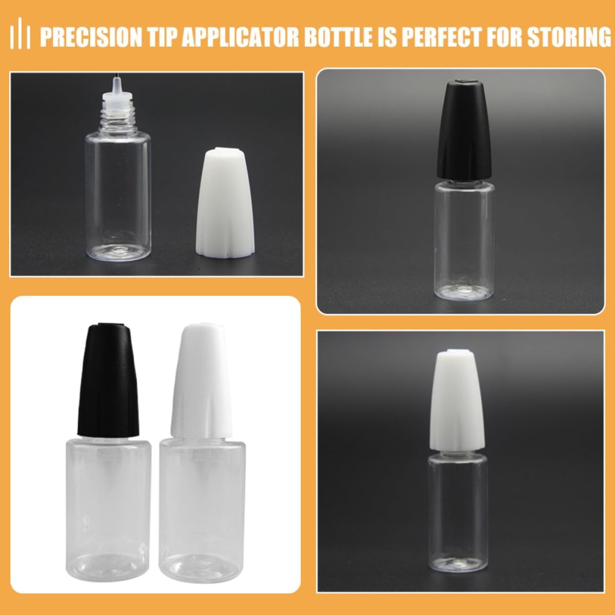 WOONEKY 10pcs 10ml Pet Precision Tip Applicator Bottles Needle Dispenser Bottles for Storage of Latex and Epoxy Essential Oil Users Personal Use