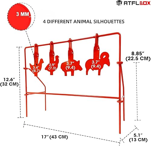 Miniatura 5 de Atflbox BB Gun Target Animal Silhouette Heavy Metal Spinning Pellet Airsoft Shooting Target para exteriores, clasificado para calibre .177 .20