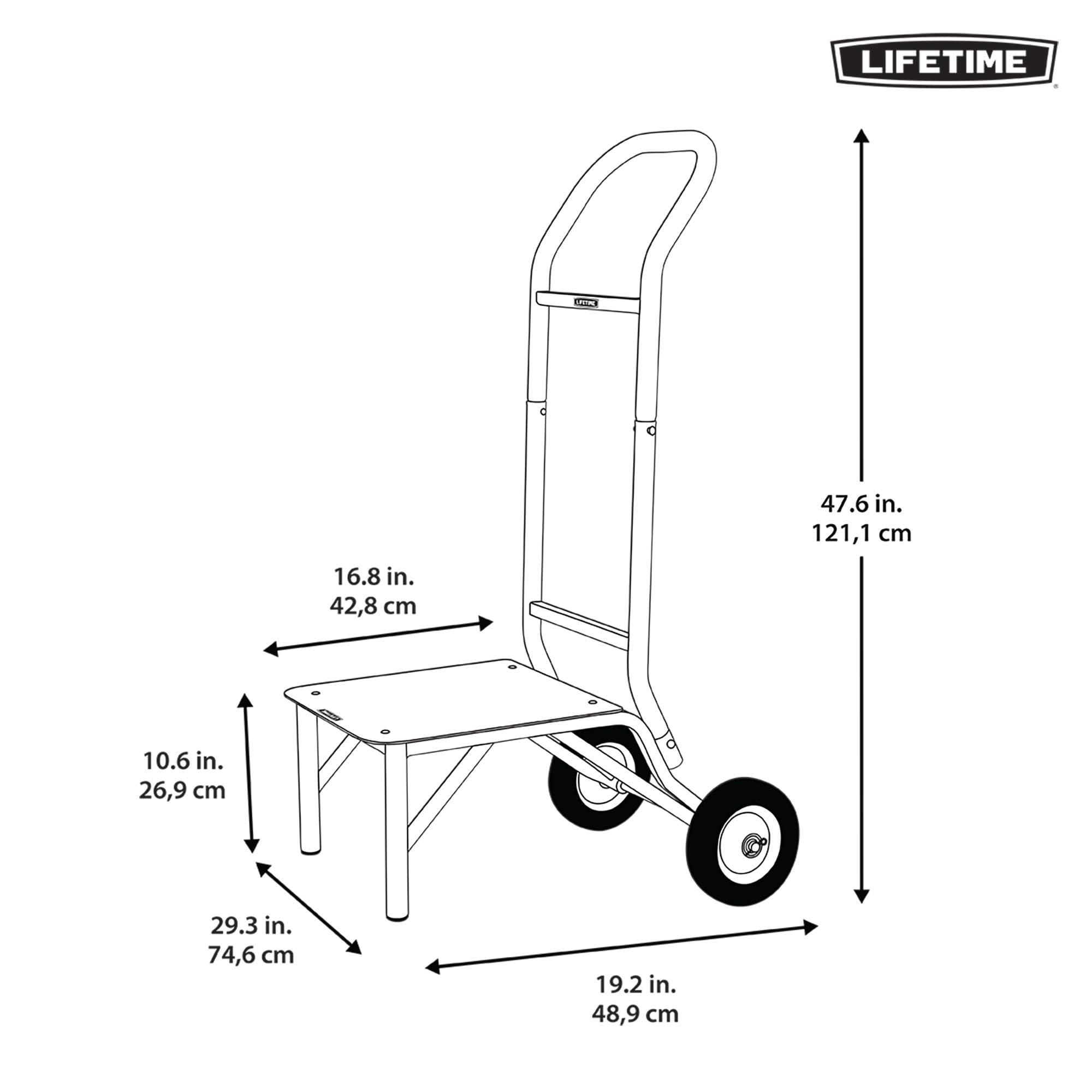 Lifetime Carrello di Sedia impilabile Nero 74,3 X 49 X 121,1 cm 80527