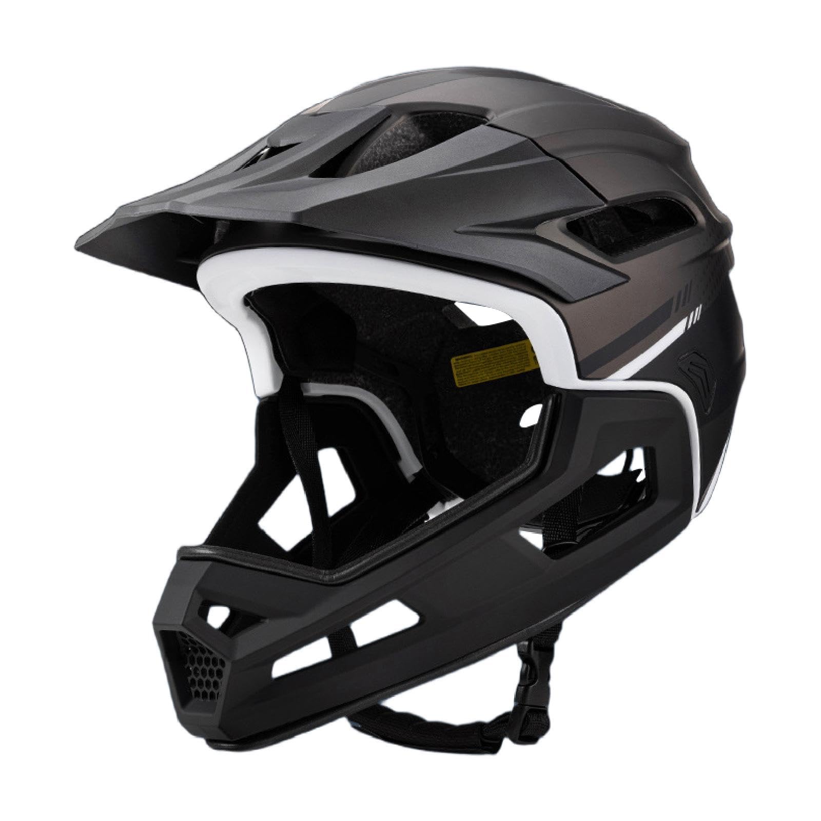 Full Face MTB Helmet with Detachable Chin Guard - Adjustable Bike Helmet for Cycling, Skateboarding, Climbing, Mountain Road Bike, BMX - 56cm-62cm- Black