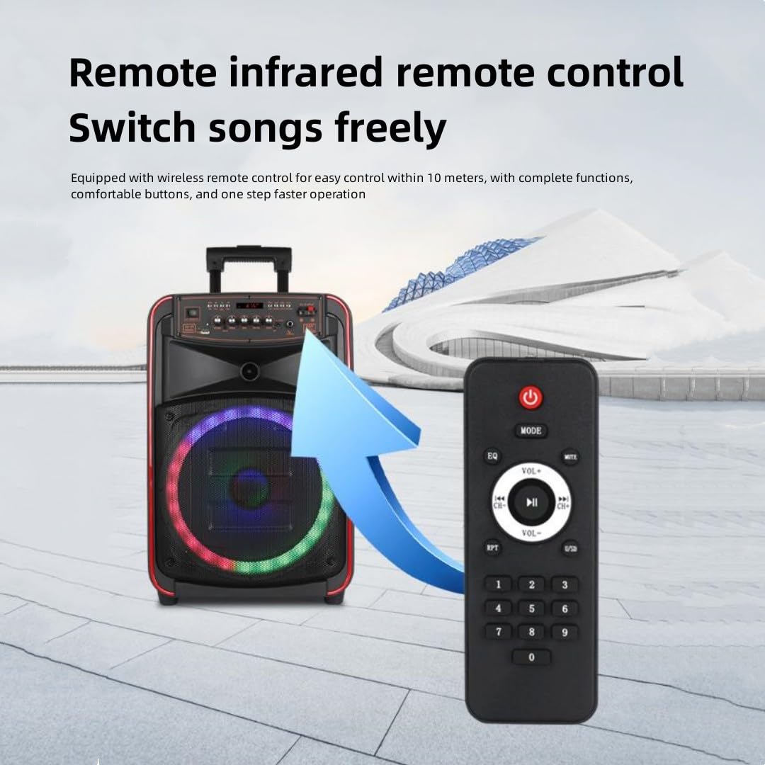 Macchina karaoke Bluetooth con subwoofer, altoparlanti portatili per feste per interni ed esterni, telecomando a infrarossi, luci LED a cinque colori, per casa e viaggio