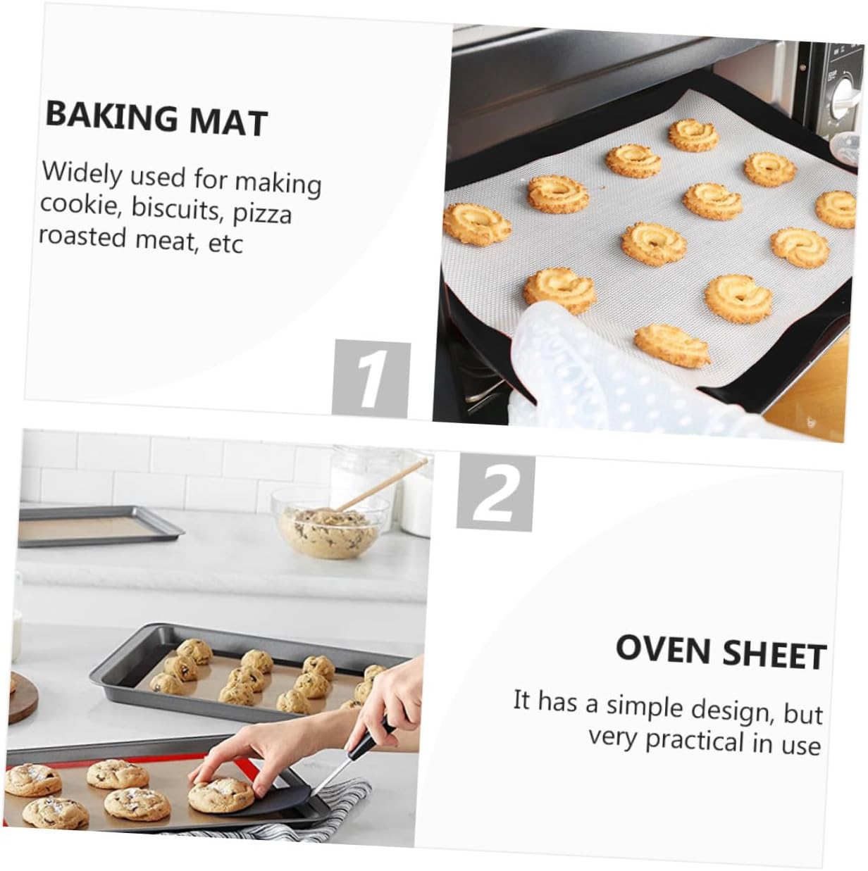 Silicone Baking Mats Non-stick Oven Liners 4pcs Set Food Grade Fiberglass Macaron Pastry Mats Heat Resistant Baking Sheet for Cake Cookie