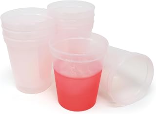 Rolling Sands 16 oz. Reusable Plastic Stadium Cups, 8 Pack, Made in USA, BPA-Free Dishwasher Safe Color Changing Tumblers, Frost To Red Pink