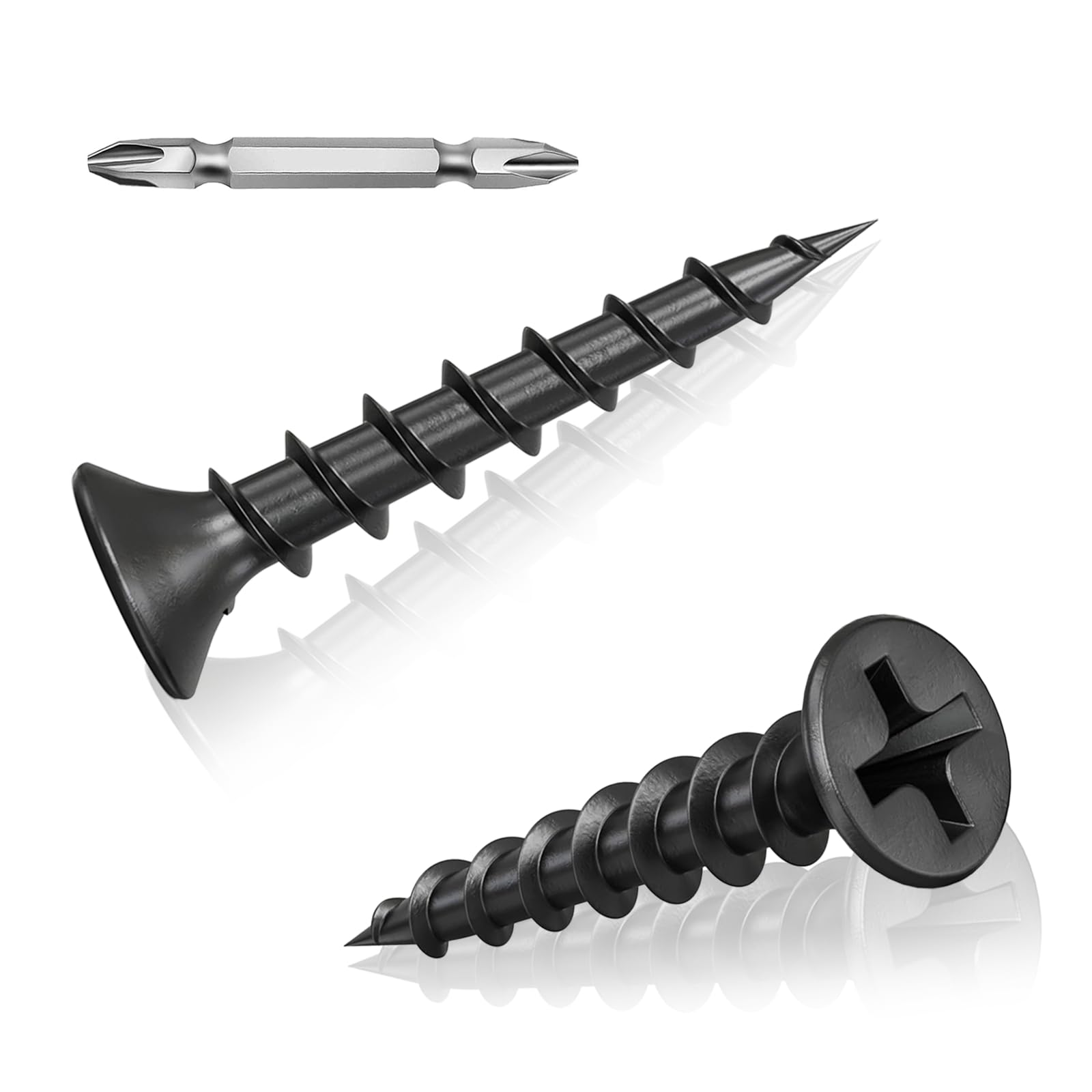 210 Pcs Black Drywall Plasterboard Screws M4 x 30mm Drywall Screws Coarse Cement Board Decking Exterior Wood Screws Phillips Drive with Bit Black Wood Screws for Drywall Sheetrock Wood and Furniture โ image 1