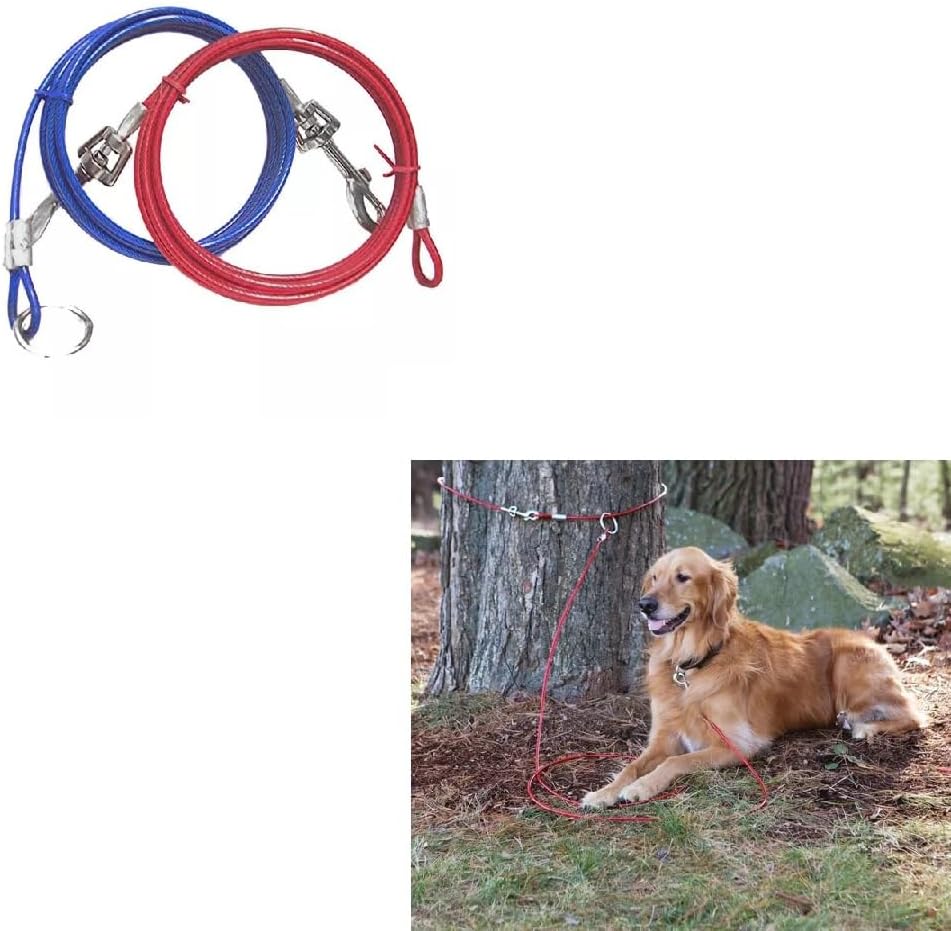 2 Piece Snap Around Dog Tree or Building Tie Out Tether Cable Secure System Hold Up to 60lbs (2 Tie Outs)
