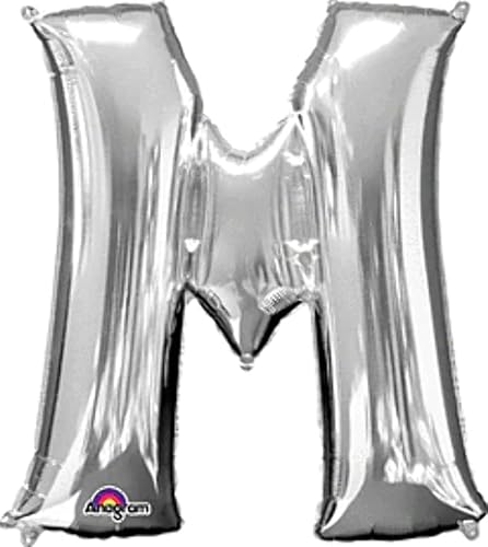 Anagram Letra M Globo de papel de aluminio plateado, 34"