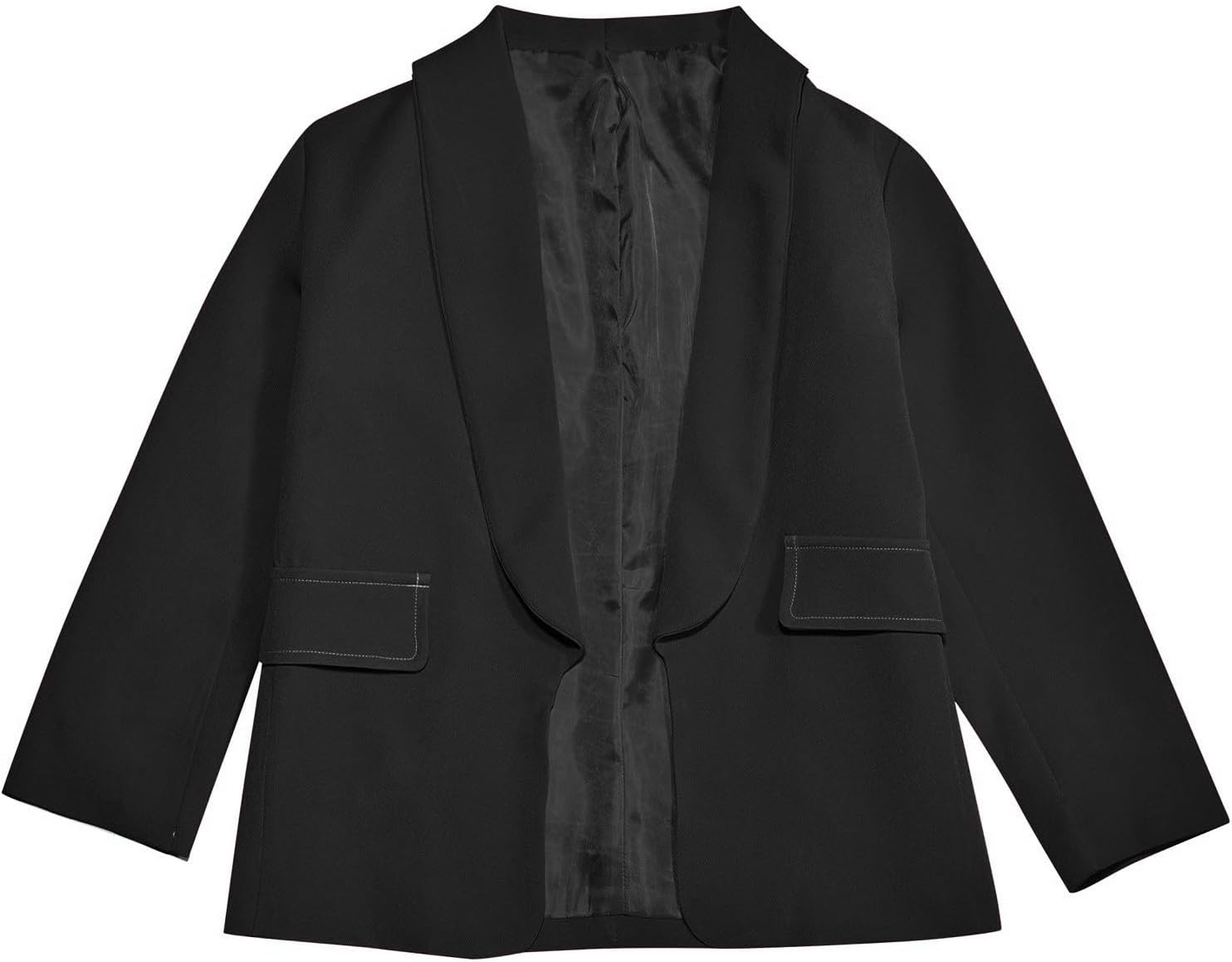 Girls Solid Blazer Jacket, Long Sleeve Open Front Formal Coat, Notched Lapel with Pocket Uniform Outerwear for Kids 3-14Y