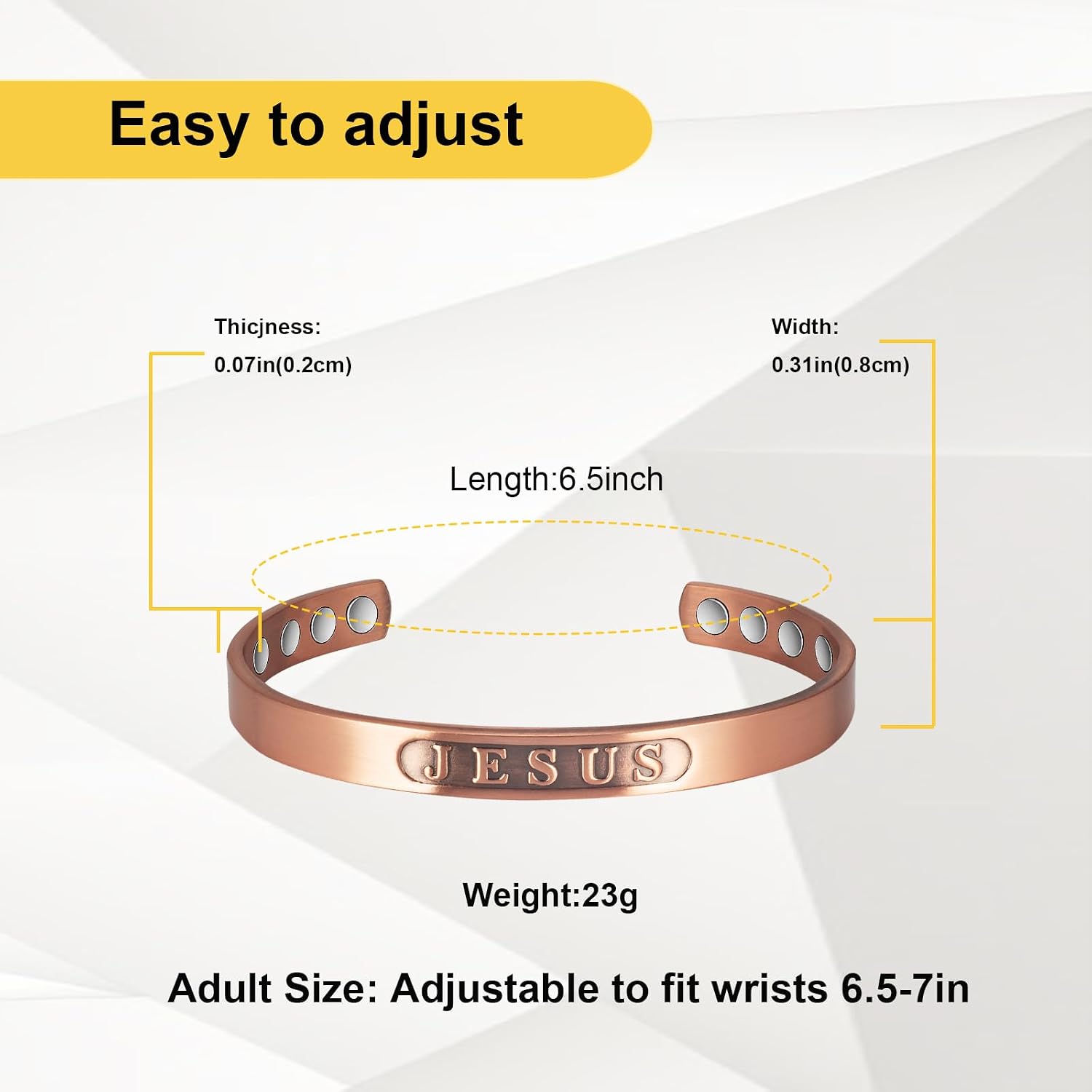 Copper Bracelets for Women, 99% Pure Copper Adjustable Magnetic Christian Bracelet, Fashsion Jewelry Presents（0189Q）