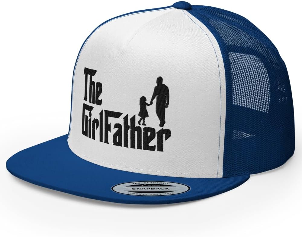 NG The Girl Father Embroidered Flat Bill Trucker Hat High Crown Adjustable Cap Best Father Gift