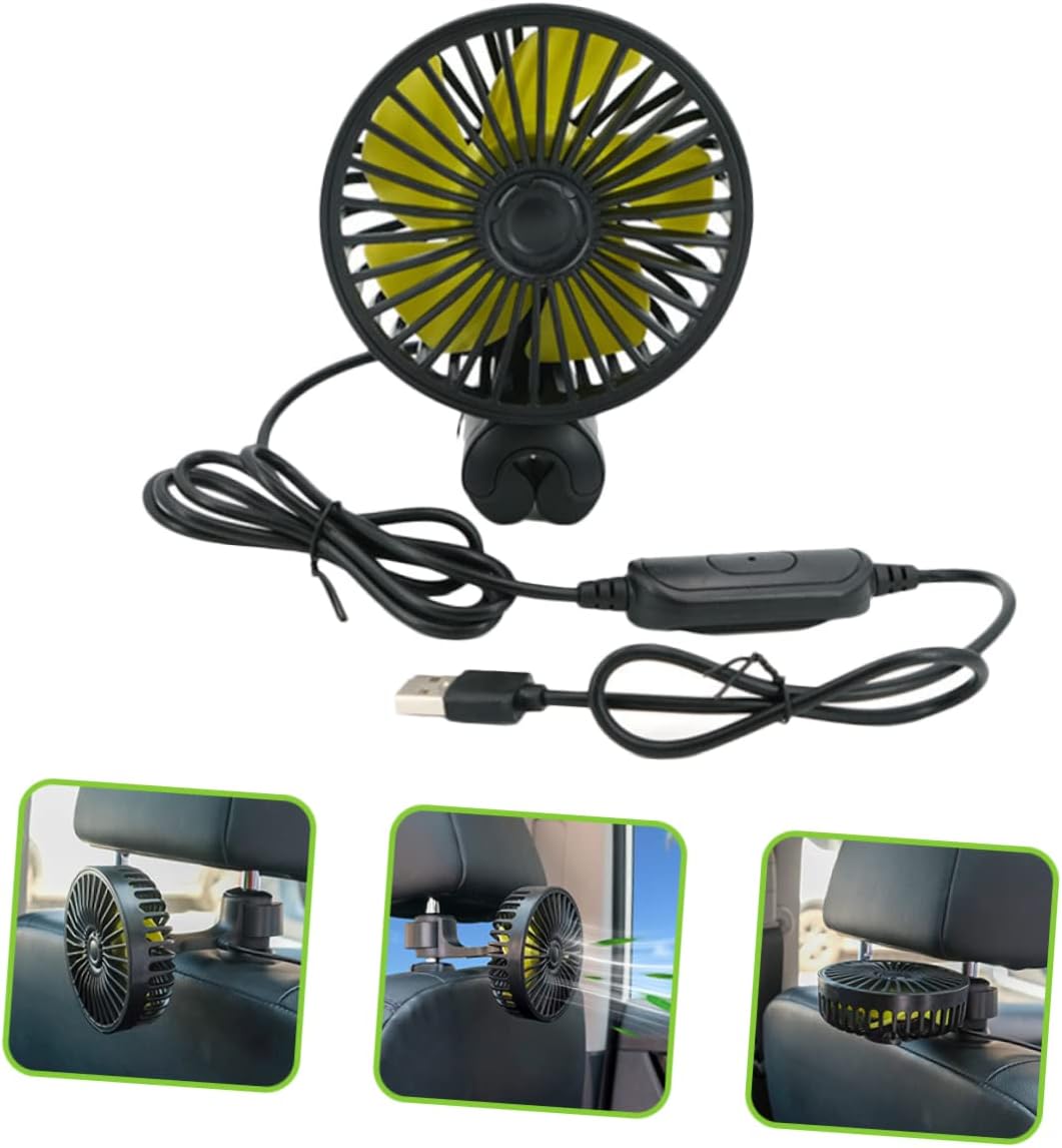 Gadpiparty 5pcs Clip-on Electric Car Fan Rear Seat Fan 3-speed Wind Speed for Car Air Circulation