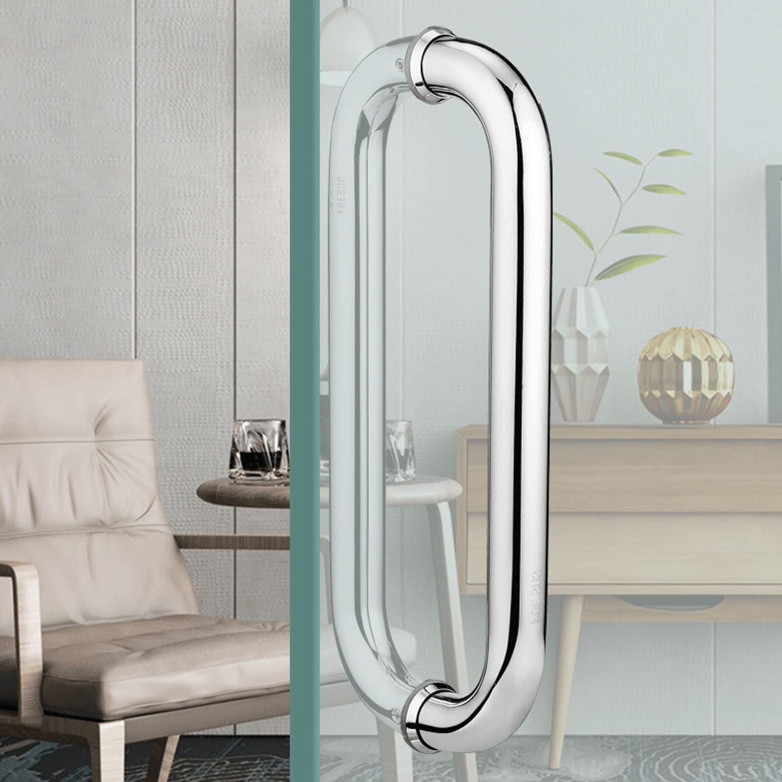 Poignées de porte de douche en verre inox design élégant