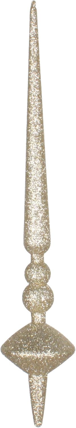 Vickerman 18" Glitter Cupola Finial Ornament, Shatterproof Plastic, Holiday Christmas Tree Decoration, 2 Pack, Champagne