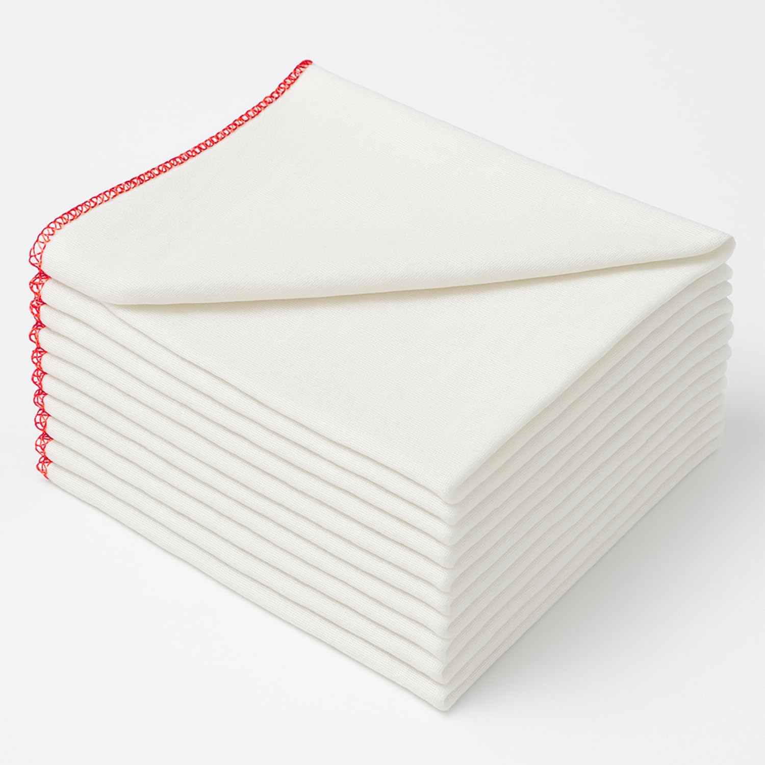 Laam linen 100% Soft Cotton Extra Large Double Layered Super Jumbo Cleaning Dish washing up Cloths 40x50cm Premium Quality Pack of 10 to 100 (50, White)