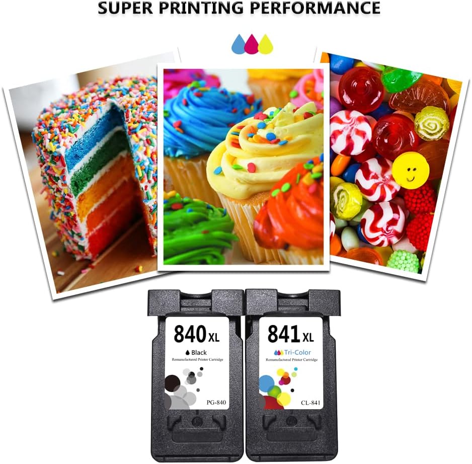 LEBOK Remanufactured Ink Cartridges 840XL 841XL Replacement for Canon PG-840XL CL-841XL Ink Cartridges for MG3180 MG3580 MG3680 MX378 MX438 MX518 TS5180 Printer 1 Black 1 Tri-Color