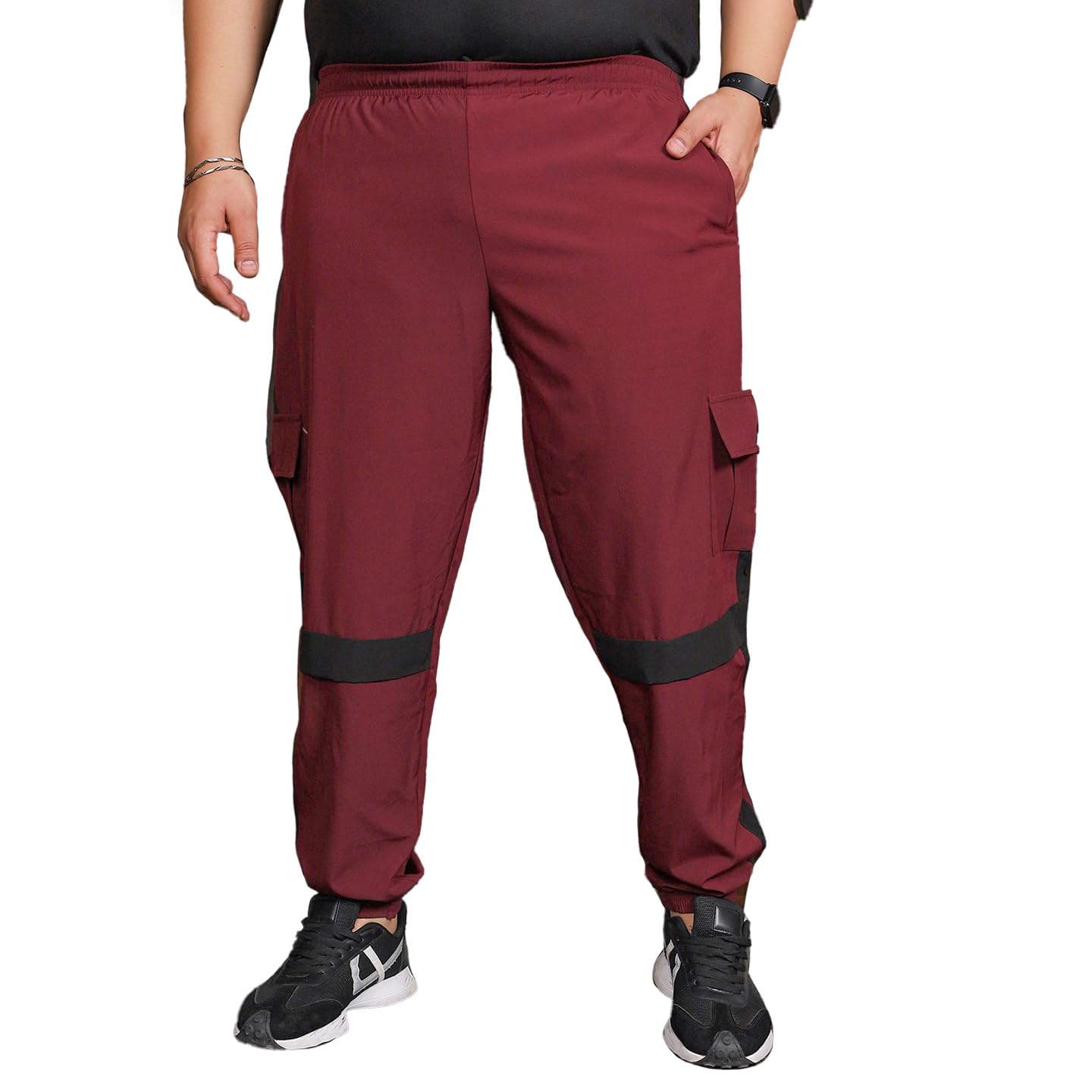 Plus Size Men's Regular Fit Colorblock Trackpants-image-27