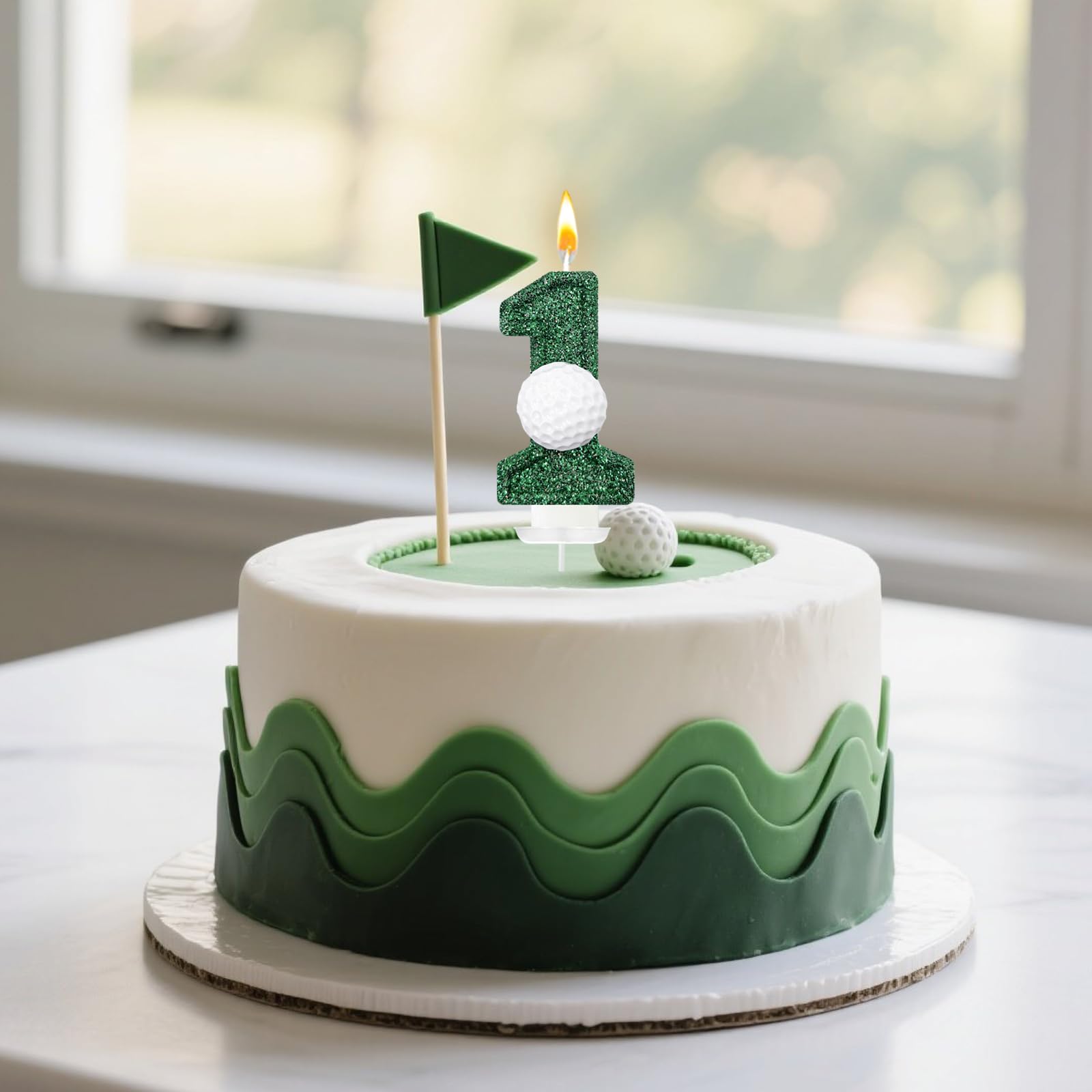 Bougies en forme de chiffre vert pour décoration de gâteau d'anniversaire sportive, fournitures de fête d'anniversaire (numéro 1)