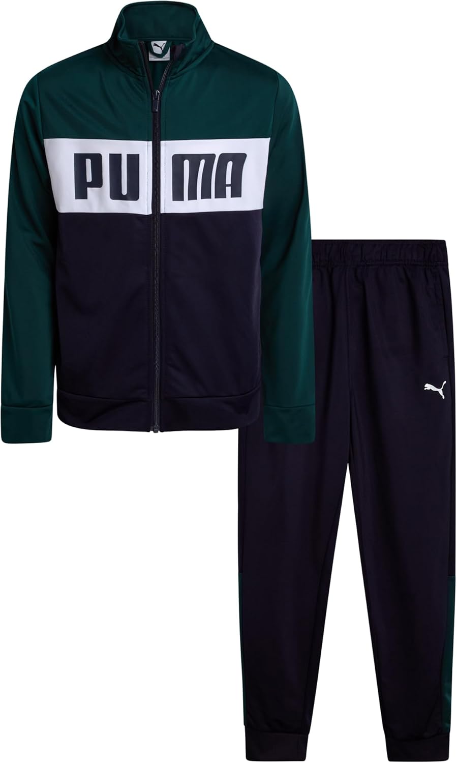 PUMA Boys Pants Set - 2 Piece Tricot Athletic Zip Up Jacket Sweatshirt and Active Jogger Pants - Boys Activewear Set (8-16)