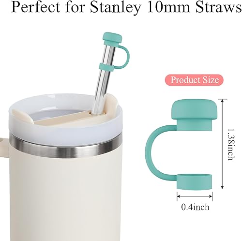 Miniatura 2 de Funda de popote para tazas Stanley, 4 fundas de popote de 0.394 in para Stanley Cup de 40 onzas y 30 onzas, tapas de silicona para accesorios de