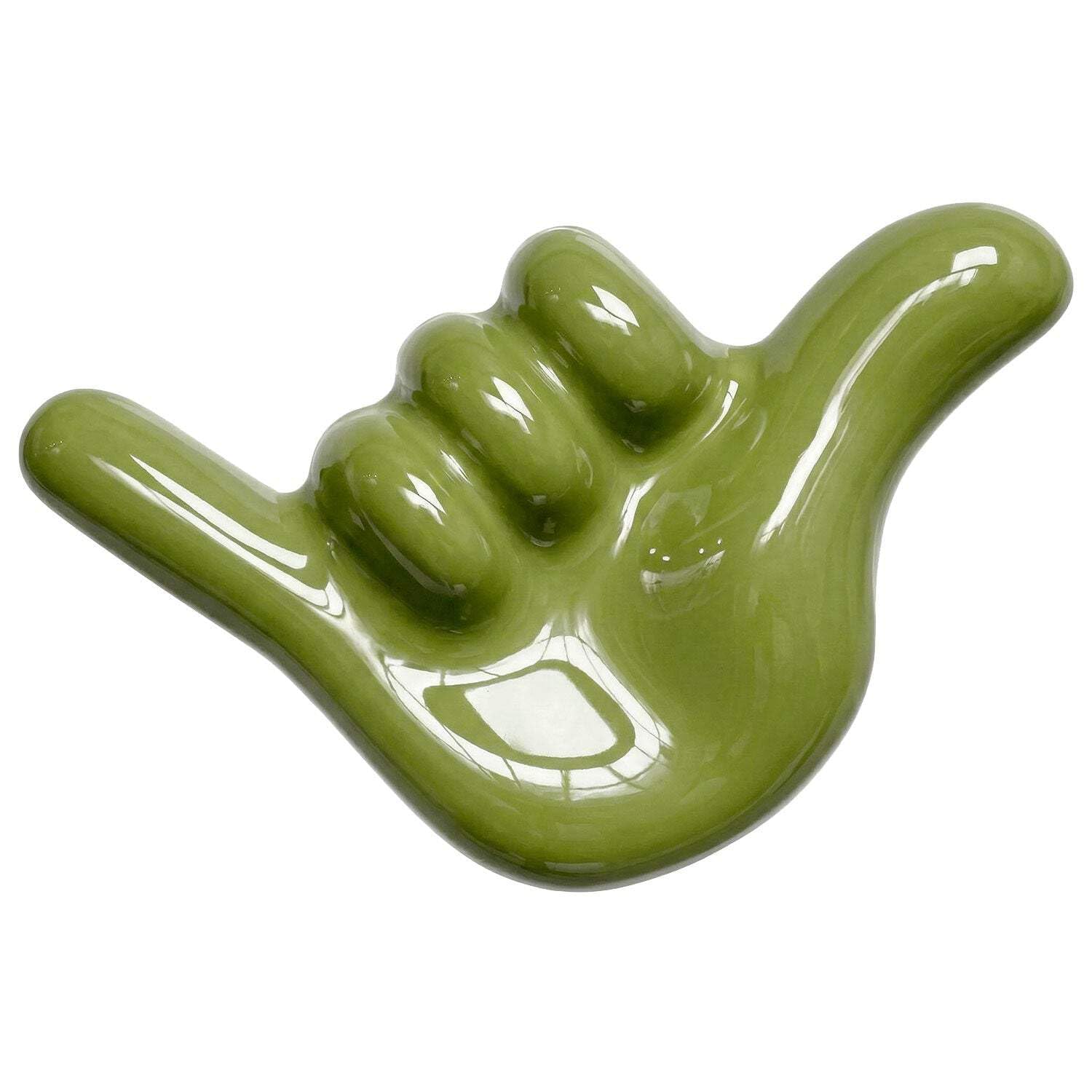 Shaka Appendino Verde in Ceramica, Portasciugamani a Forma di Shaka, Gancio per Radiatore e Appendiabiti da Parete, Made in Italy